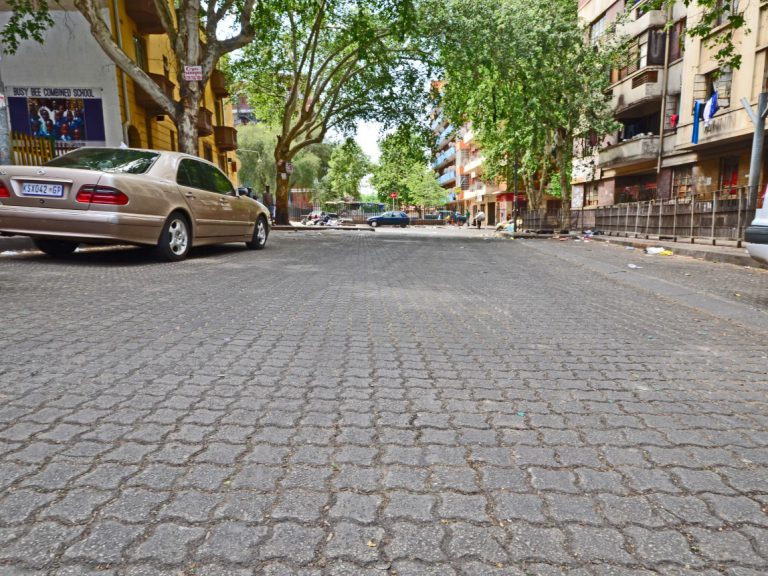 The roads were paved with an 80mm block on a sub-base of G5 material and stabilised cement and three types of 55mm pavers were used for the pavements and parks.